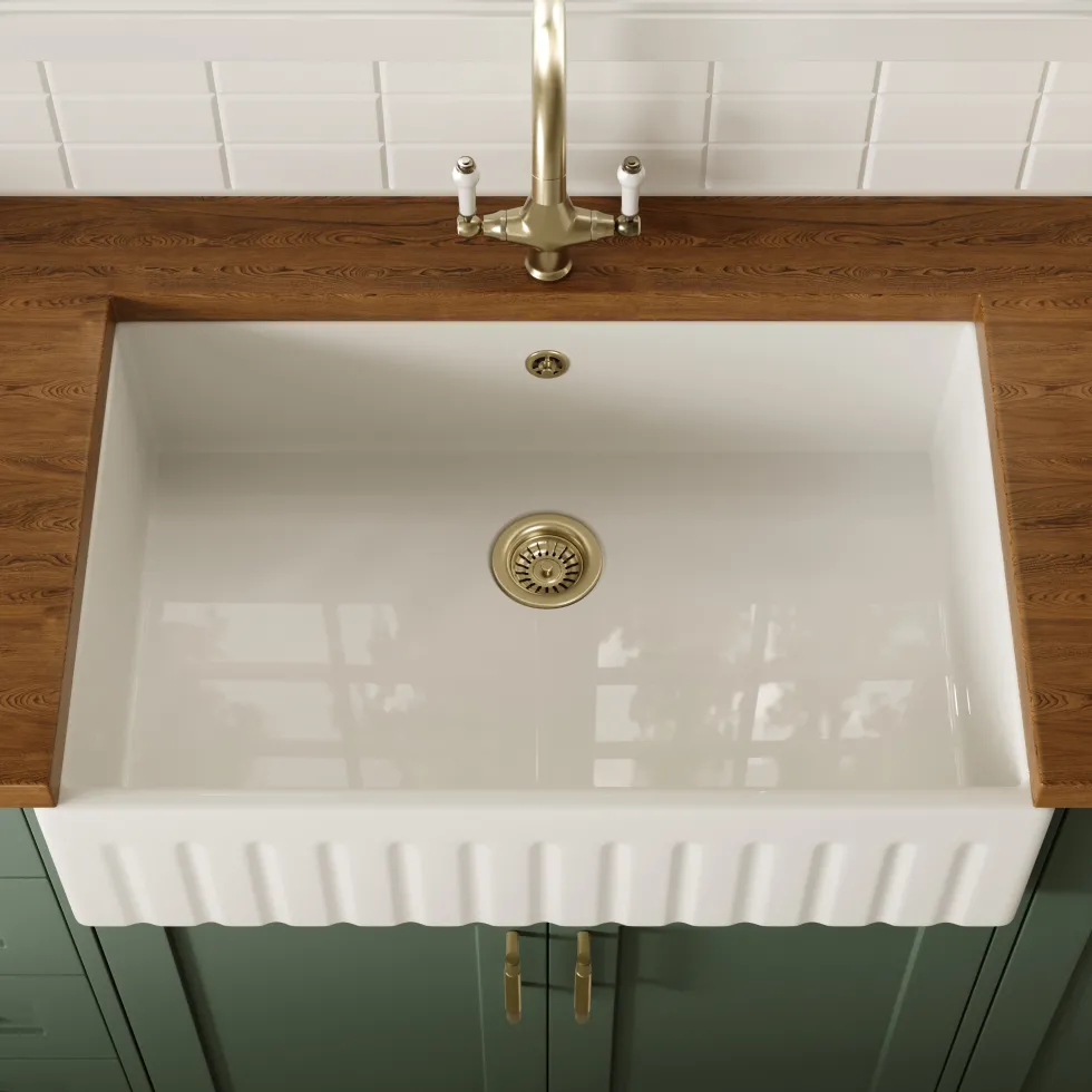 Butler & Rose Large Fluted Ceramic Fireclay Belfast / Butler Kitchen Sink - 795 x 500mm