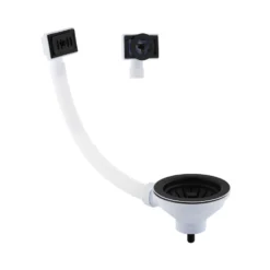 Butler & Rose 90mm Basket Strainer Kitchen Sink Waste, Overflow Pipework & Cover - Matt Black