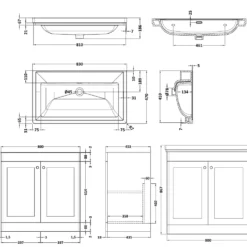 Butler & Rose Ophelia 800mm Floorstanding 2 Door Vanity Unit & Basin