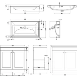 Butler & Rose Ophelia 800mm Floorstanding 2 Door Vanity Unit & Basin