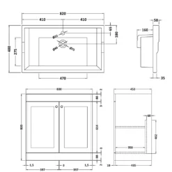Butler & Rose Ophelia 800mm Floorstanding 2 Door Vanity Unit & Basin