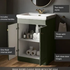 Butler & Rose Ophelia 600mm Floorstanding 2 Door Vanity Unit & Basin