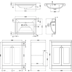 Butler & Rose Ophelia 600mm Floorstanding 2 Door Vanity Unit & Basin