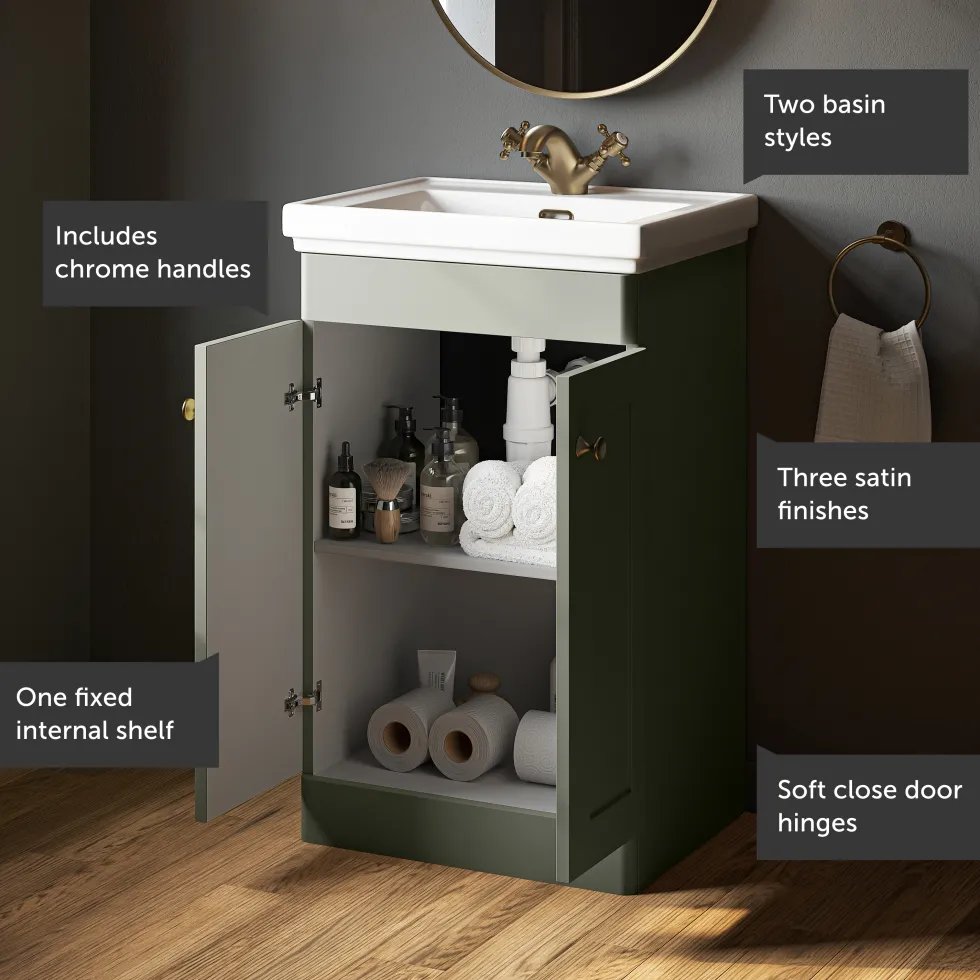 Butler & Rose Ophelia 500mm Floorstanding 2 Door Vanity Unit & Basin