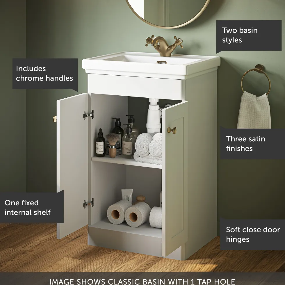 Butler & Rose Ophelia 500mm Floorstanding 2 Door Vanity Unit & Basin