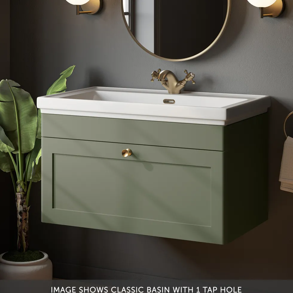 Butler & Rose Ophelia 800mm Wall Mounted 1 Drawer Vanity Unit & Basin