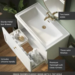 Butler & Rose Ophelia 800mm Wall Mounted 1 Drawer Vanity Unit & Basin