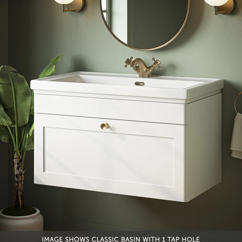 Butler & Rose Ophelia 800mm Wall Mounted 1 Drawer Vanity Unit & Basin