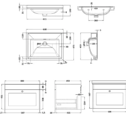 Butler & Rose Ophelia 600mm Wall Mounted 1 Drawer Vanity Unit & Basin