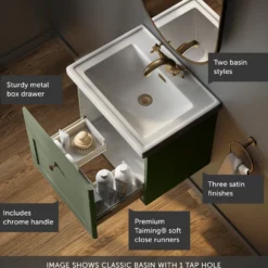 Butler & Rose Ophelia 500mm Wall Mounted 1 Drawer Vanity Unit & Basin