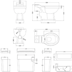 Butler & Rose Ophelia Traditional Toilet & 600mm Floorstanding Vanity Unit Bathroom Suite