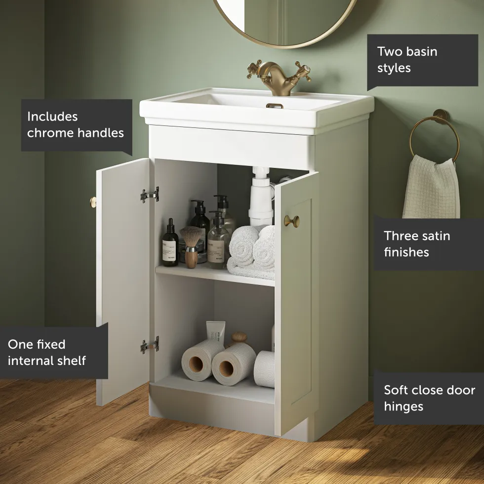 Butler & Rose Ophelia Traditional Toilet & 500mm Floorstanding Vanity Unit Bathroom Suite