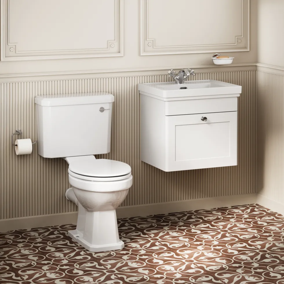 Butler & Rose Ophelia Traditional Toilet & 500mm Wall Hung Vanity Unit Bathroom Suite
