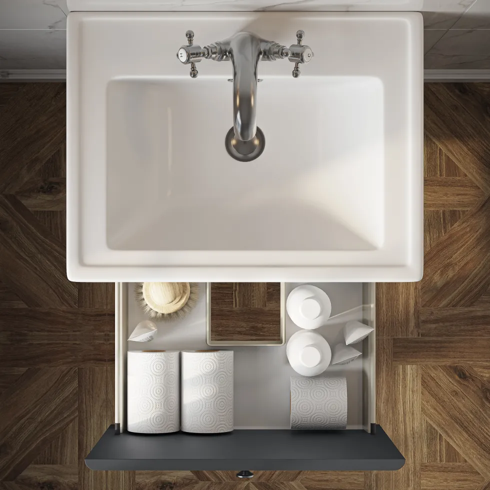 Butler & Rose Ophelia Traditional Toilet & 500mm Wall Hung Vanity Unit Bathroom Suite