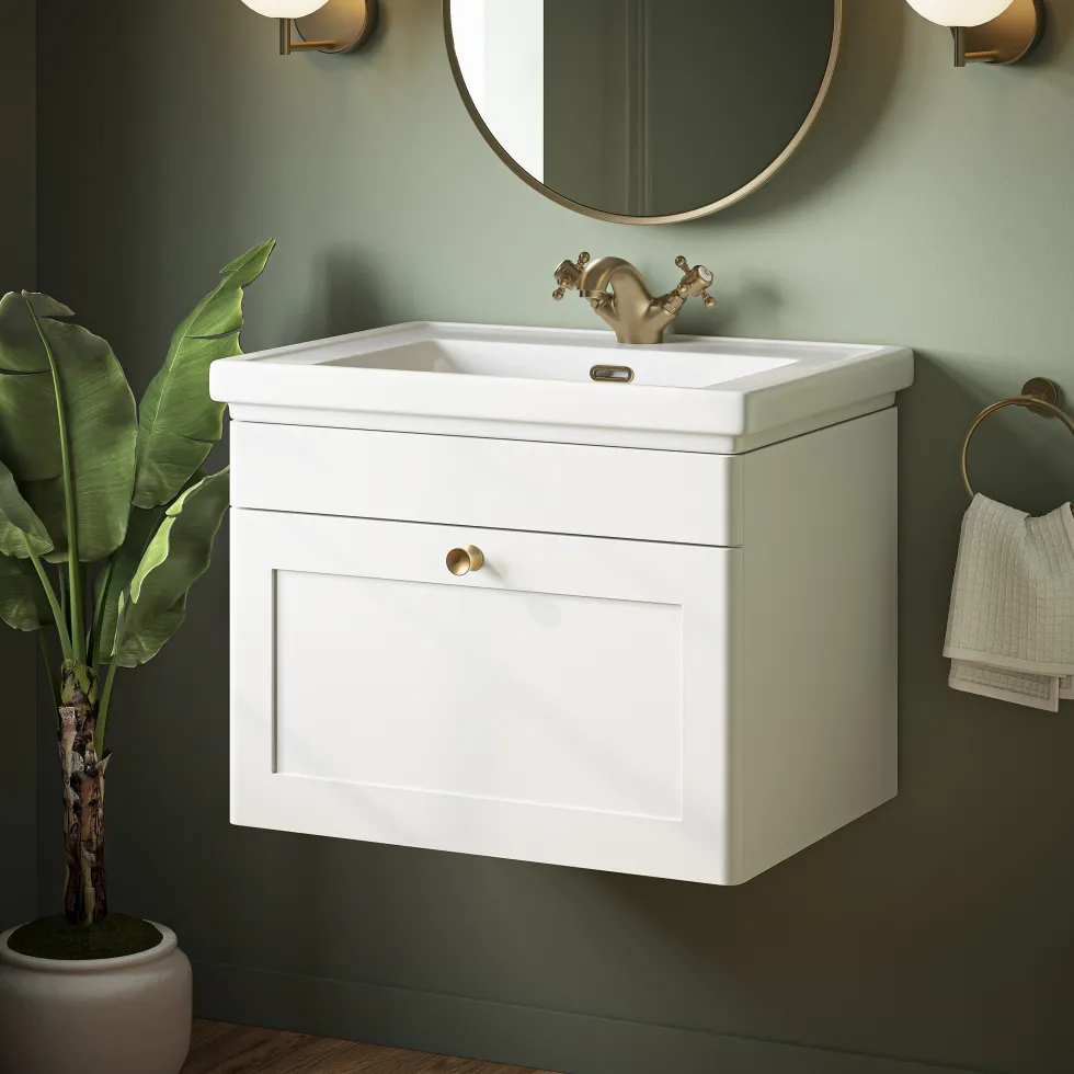 Butler & Rose Ophelia Traditional Toilet & 600mm Wall Hung Vanity Unit Bathroom Suite