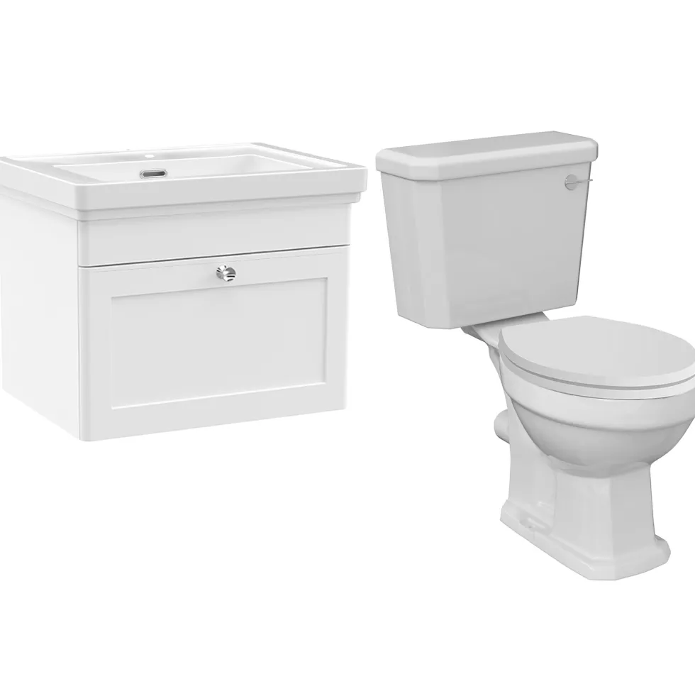 Butler & Rose Ophelia Traditional Toilet & 600mm Wall Hung Vanity Unit Bathroom Suite