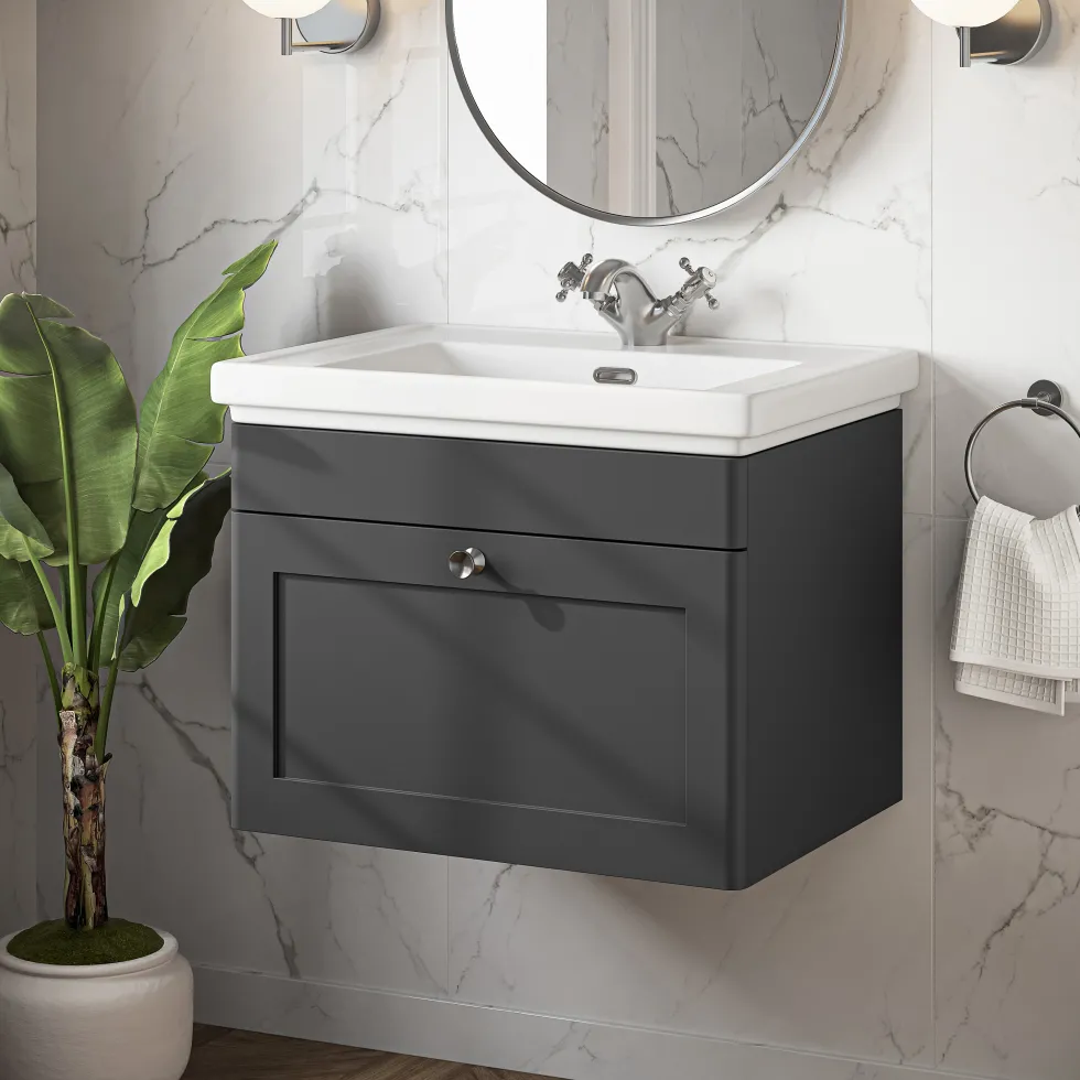 Butler & Rose Ophelia Traditional Toilet & 600mm Wall Hung Vanity Unit Bathroom Suite