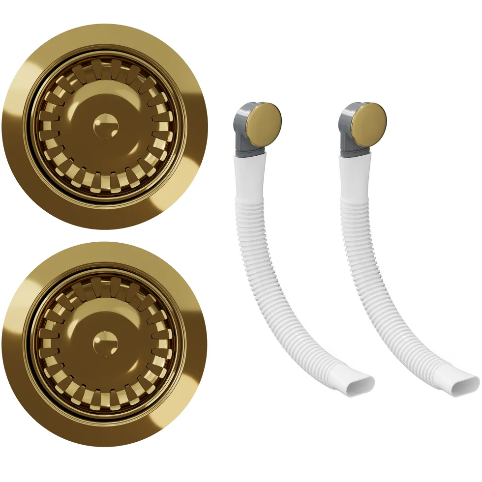 Butler & Rose Premium 90mm 1.5 & 2 Bowl Kitchen Sink Strainer Wastes with Two Round Overflows