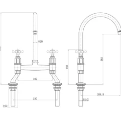 Butler & Rose Rosalyn Crosshead Kitchen Bridge Kitchen Mixer Tap