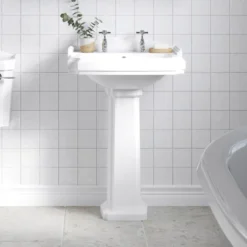 Butler & Rose Winston 580mm Full Pedestal & Basin - 2 Tap Hole