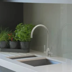 Caple Avel Twin Lever Mono Kitchen Mixer - Brushed Nickel