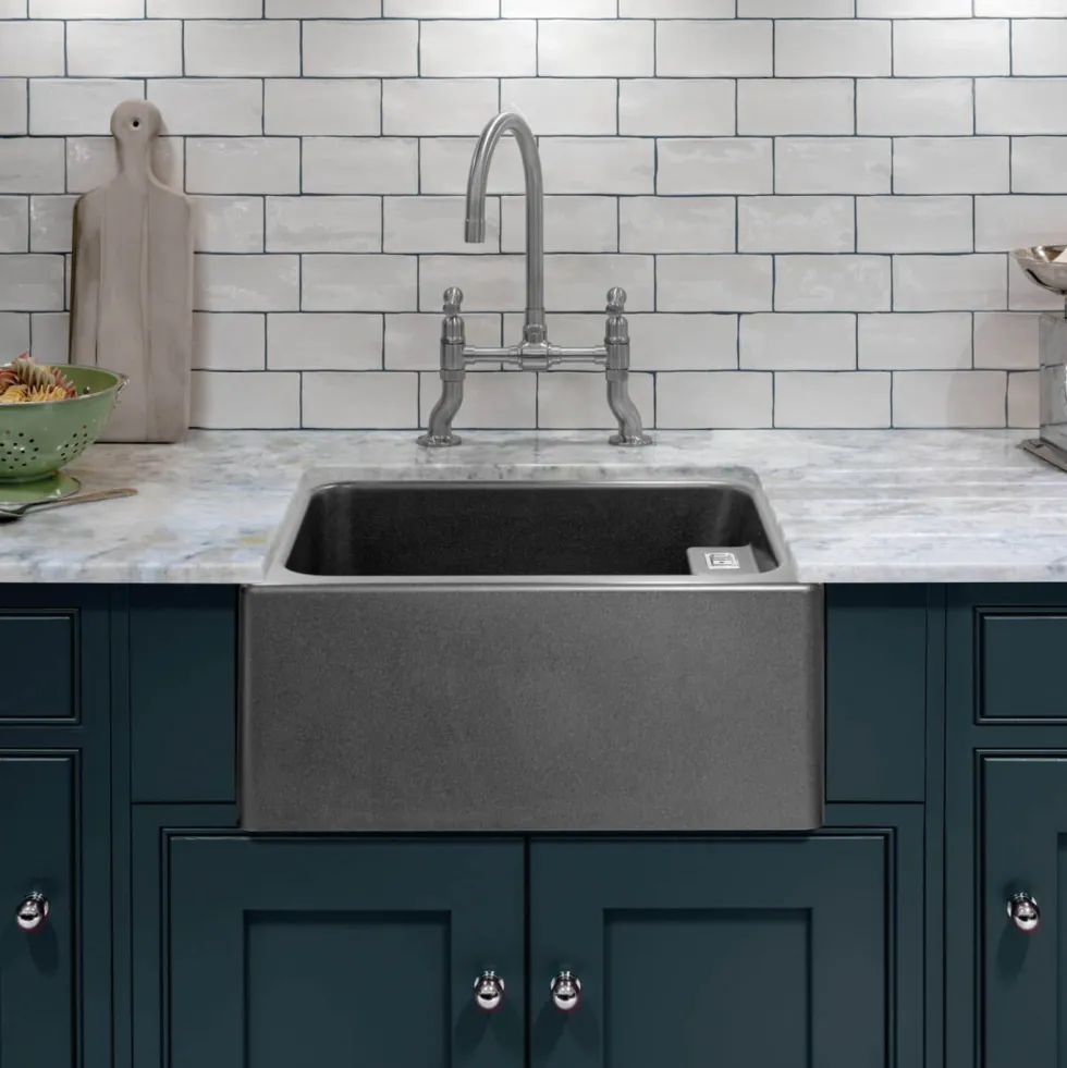 Caple Belfast 1 Bowl Grey Granite Composite Kitchen Sink - 595 x 455mm
