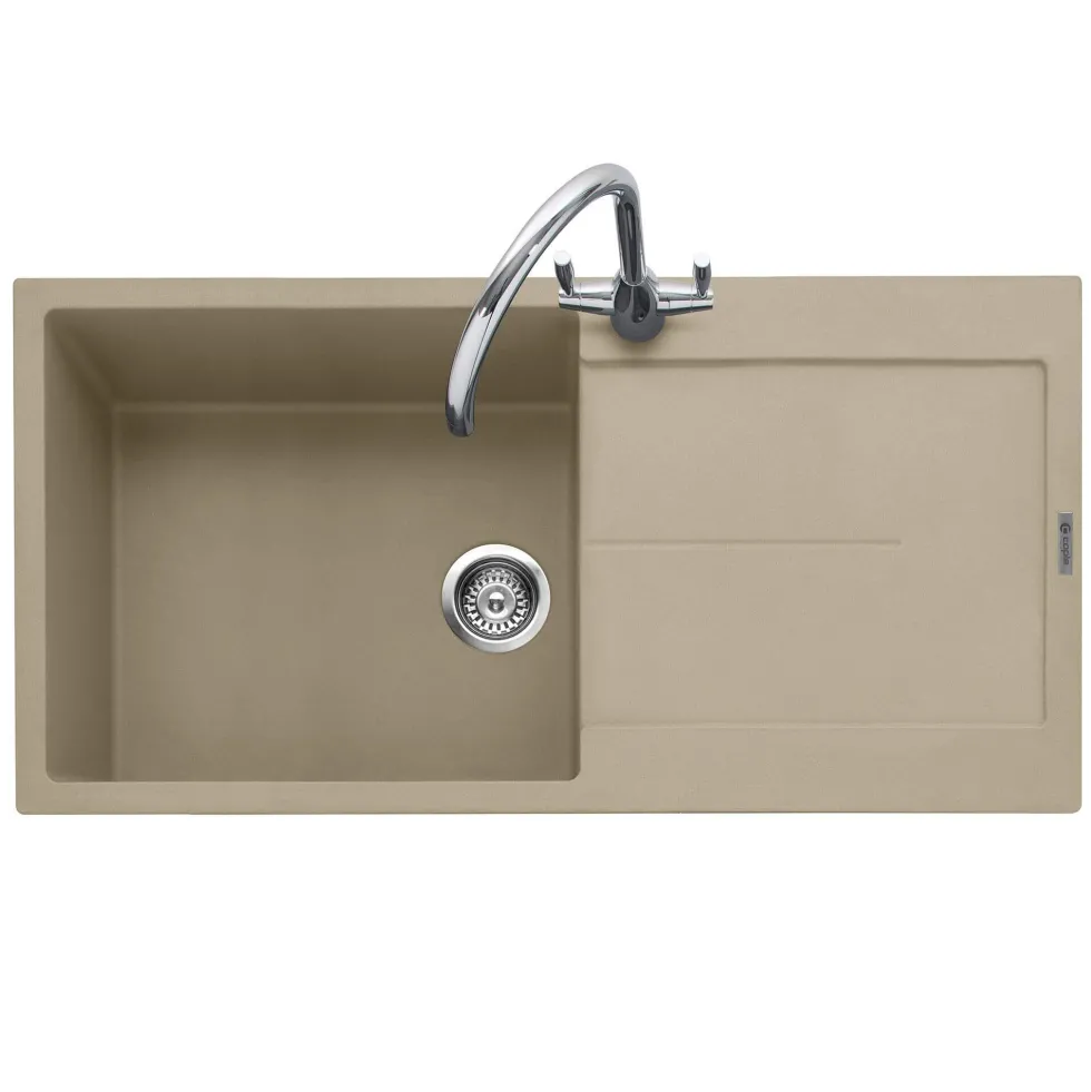 Caple Canis 1 Bowl Granite Composite Kitchen Sink & Waste Kit with Reversible Drainer - 1000 x 500mm