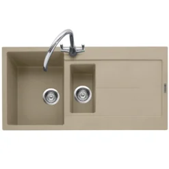 Caple Canis 1.5 Bowl Granite Composite Kitchen Sink & Waste Kit with Reversible Drainer - 1000 x 500mm