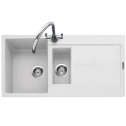 Caple Canis 1.5 Bowl Granite Composite Kitchen Sink & Waste Kit with Reversible Drainer - 1000 x 500mm