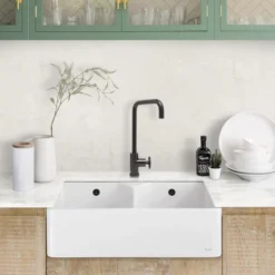 Caple Chepstow Double Bowl White Ceramic Belfast Kitchen Sink - 795 x 490mm