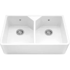Caple Chepstow Double Bowl White Ceramic Belfast Kitchen Sink - 795 x 490mm