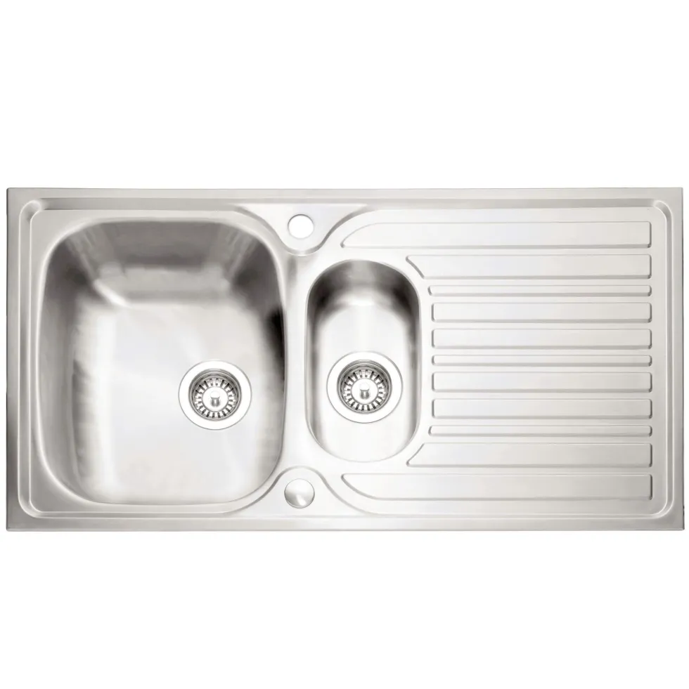 Caple Crane 1.5 Bowl Satin Stainless Steel Sink & Waste Kit with Reversible Drainer - 965 x 510mm