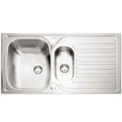 Caple Crane 1.5 Bowl Satin Stainless Steel Sink & Waste Kit with Reversible Drainer - 965 x 510mm
