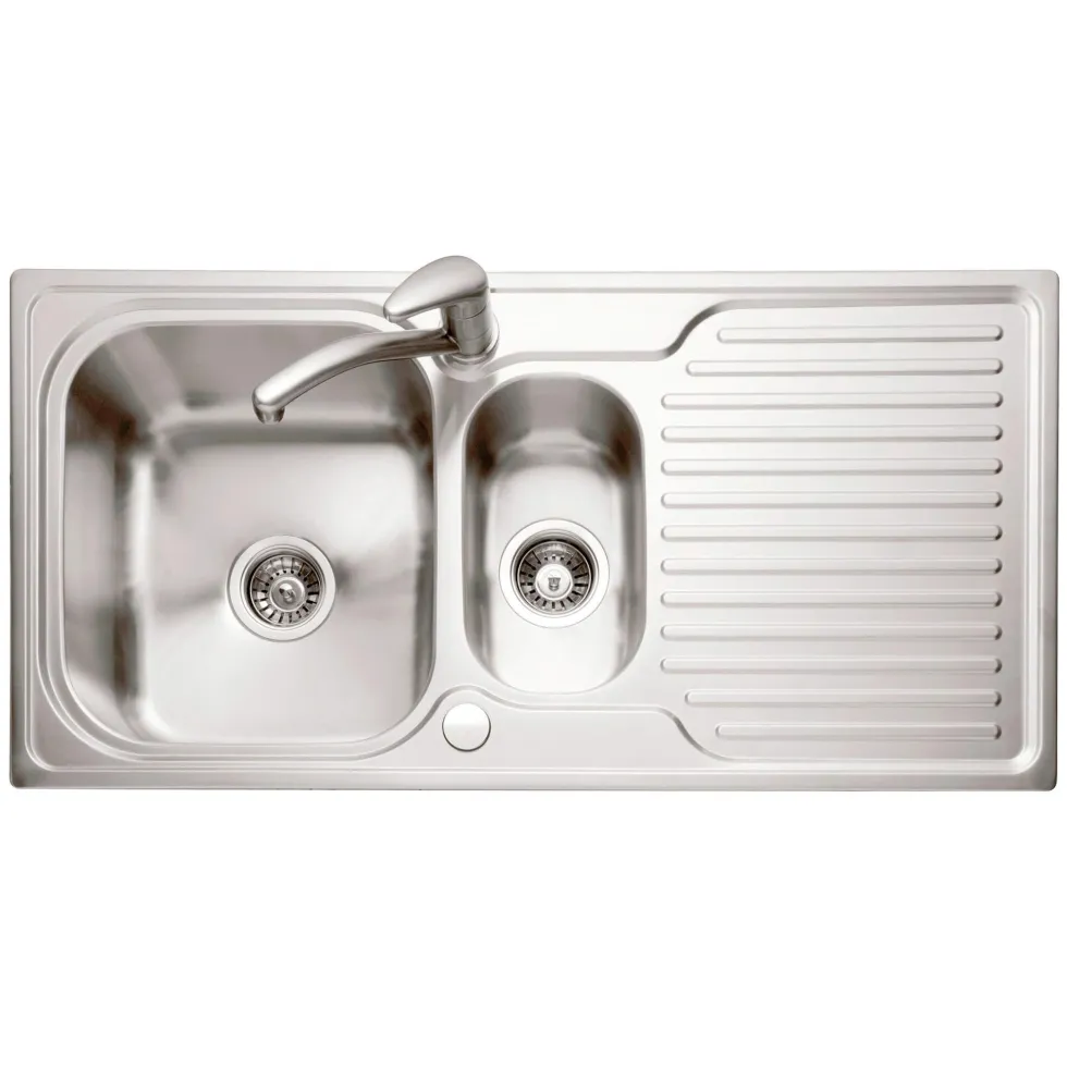 Caple Dove 1.5 Bowl Satin Stainless Steel Sink & Waste Kit with Reversible Drainer - 1000 x 500mm