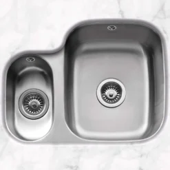 Caple Form 1.5 Bowl Undermount Satin Stainless Steel Sink & Waste Kit - 590 x 450mm