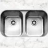 Caple Form 2 Bowl Undermount Satin Stainless Steel Sink & Waste Kit - 791 x 458mm
