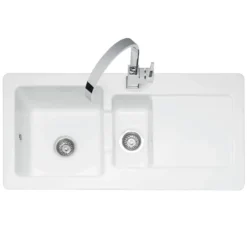 Caple Foxboro 1.5 Bowl White Ceramic Kitchen Sink with Reversible Drainer - 1000 x 500mm