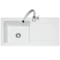 Caple Foxboro 1 Bowl White Ceramic Kitchen Sink with Reversible Drainer - 1000 x 500mm