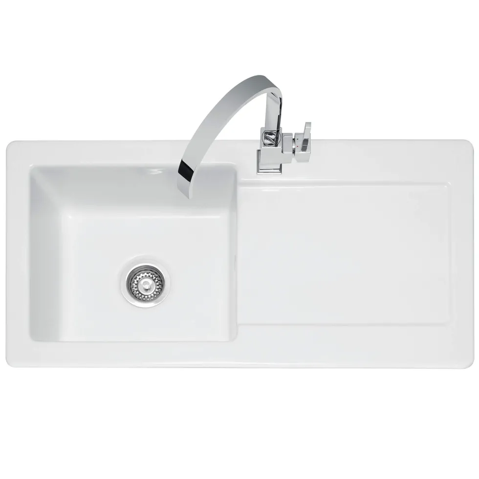 Caple Foxboro 1 Bowl White Ceramic Kitchen Sink with Reversible Drainer - 1000 x 500mm