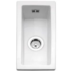 Caple Hampshire 0.5 Bowl Inset or Undermount White Ceramic Kitchen Sink - 250 x 475mm