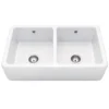 Caple Kempton Large Double Bowl White Ceramic Belfast Kitchen Sink - 795 x 465mm