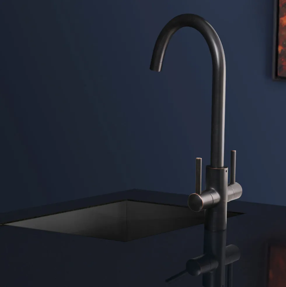 Caple Lamar Twin Lever Mono Kitchen Mixer - Blackened Copper