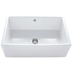 Caple Large Single Bowl Farmhouse White Ceramic Kitchen Sink - 762 x 457mm