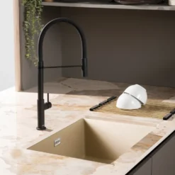 Caple Leesti 1 Bowl Inset or Undermount Granite Composite Kitchen Sink & Waste Kit - 530 x 460mm