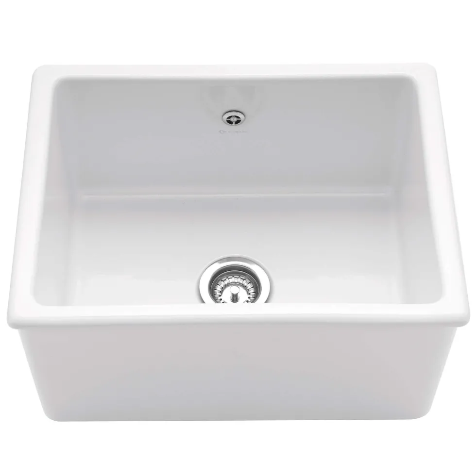 Caple Lingfield Single Bowl White Ceramic Inset Butler Sink - 620 x 470mm