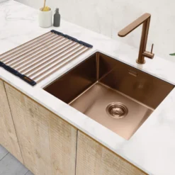 Caple Mode 1 Bowl Inset or Undermount Copper Brushed Stainless Steel Sink & Waste Kit - 490 x 440mm