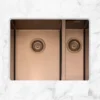 Caple Mode 1.5 Bowl Inset or Undermount Copper Stainless Steel Sink & Waste Kit with Right Hand Small Bowl - 555 x 440mm