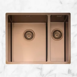 Caple Mode 1.5 Bowl Inset or Undermount Copper Stainless Steel Sink & Waste Kit with Right Hand Small Bowl - 555 x 440mm