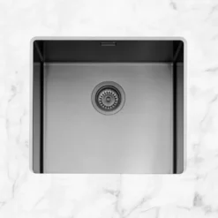 Caple Mode 1 Bowl Inset or Undermount Gunmetal Brushed Stainless Steel Sink & Waste Kit - 490 x 440mm