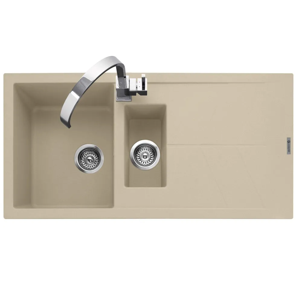 Caple Sotera 1.5 Bowl Granite Composite Kitchen Sink & Waste Kit with Reversible Drainer - 1000 x 500mm